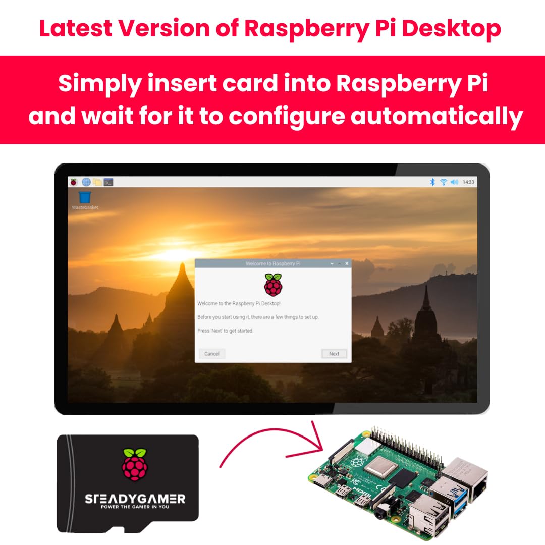 STEADYGAMER - 32GB Raspberry Pi Preloaded Pi OS Micro SD Card | 5